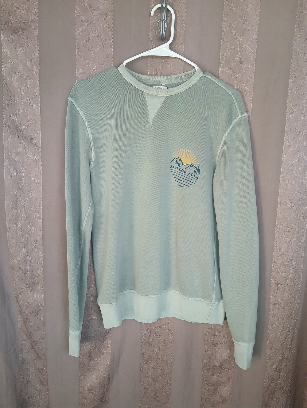 Faherty Women's Light Sage Thermal Crewneck Sweater FLAWED